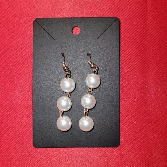 Jewelry - Three-Layer Pearl Drop Earrings
